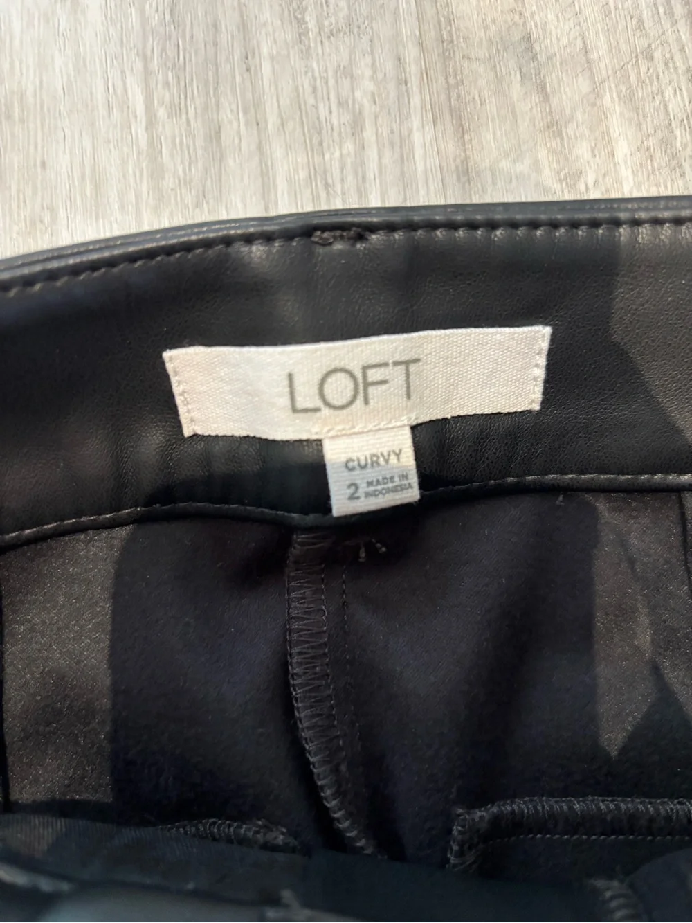 LOFT Curvy Black Faux Leather Straight-Leg Pants